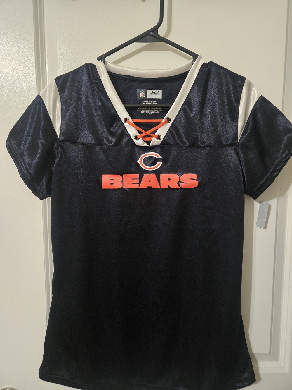 NFL Chicago Bears Navy White and Orange Lace-Up Fan Jersey